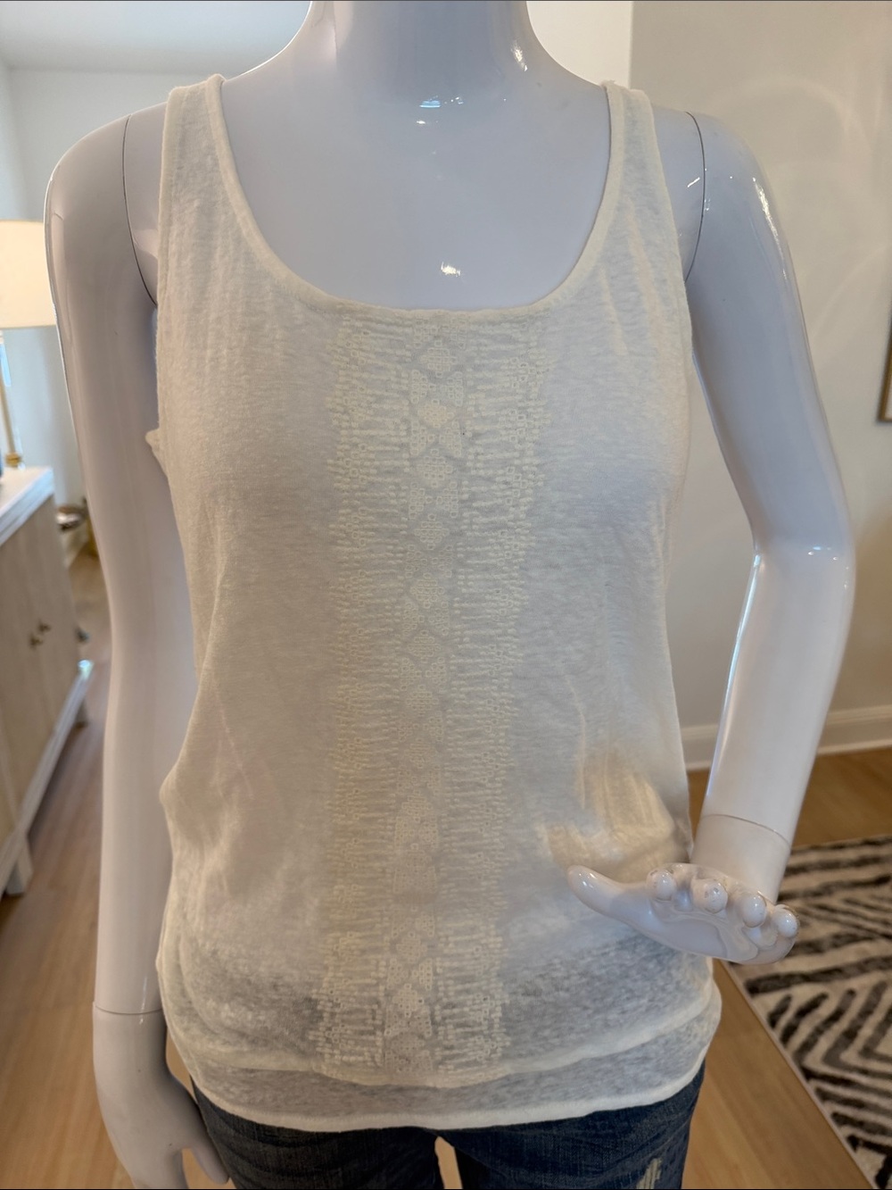 Lightweight Cream Scoop Neck Tank Top